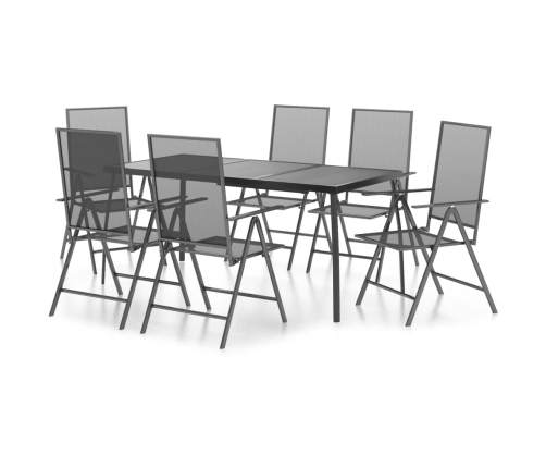 Juego de comedor de jardín 7 piezas acero gris antracita