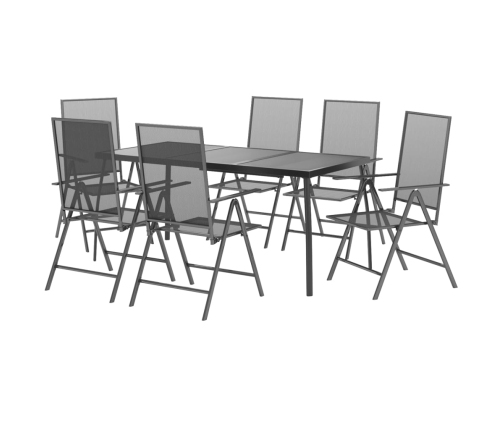 Juego de comedor de jardín 7 piezas acero gris antracita