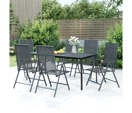 Juego de comedor de jardín 7 piezas acero gris antracita