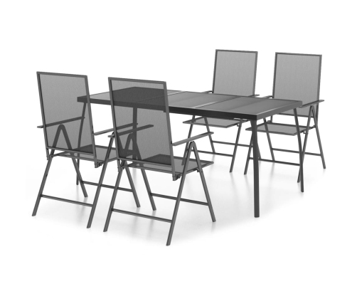 Juego de comedor de jardín 5 piezas acero gris antracita