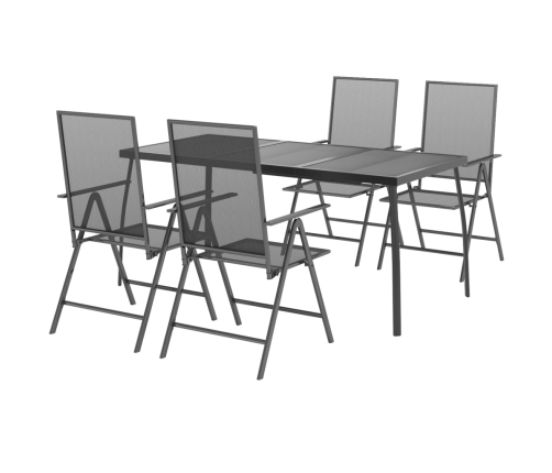 Juego de comedor de jardín 5 piezas acero gris antracita