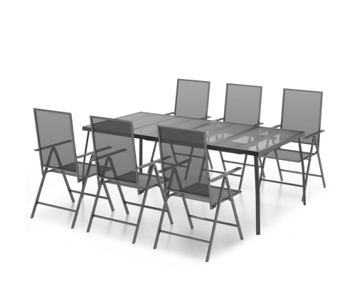 Juego de comedor de jardín 7 piezas acero gris antracita