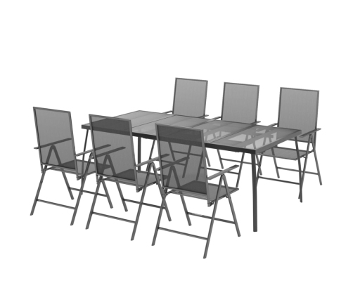 Juego de comedor de jardín 7 piezas acero gris antracita
