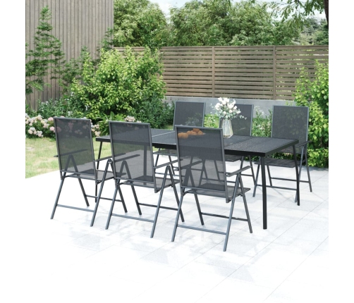Juego de comedor de jardín 7 piezas acero gris antracita