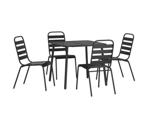Juego de comedor de jardín 5 piezas acero gris antracita