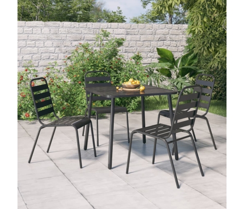 Juego de comedor de jardín 5 piezas acero gris antracita