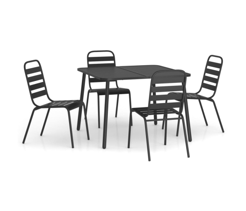 Juego de comedor de jardín 5 piezas acero gris antracita