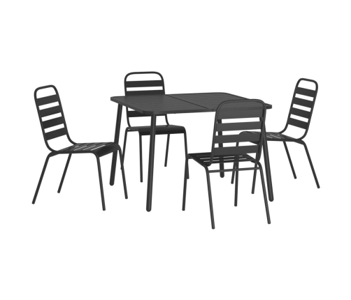 Juego de comedor de jardín 5 piezas acero gris antracita