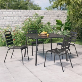 Juego de comedor de jardín 5 piezas acero gris antracita
