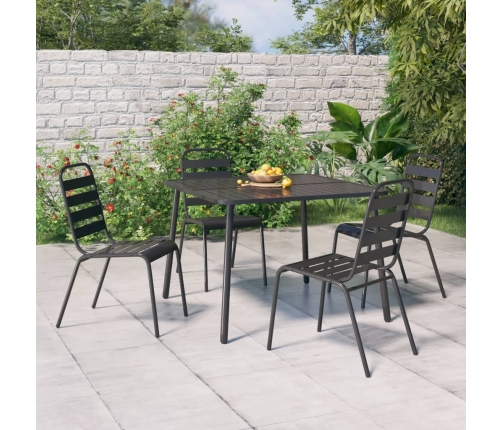 Juego de comedor de jardín 5 piezas acero gris antracita