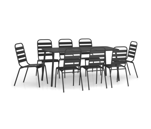 Juego de comedor de jardín 9 piezas acero gris antracita