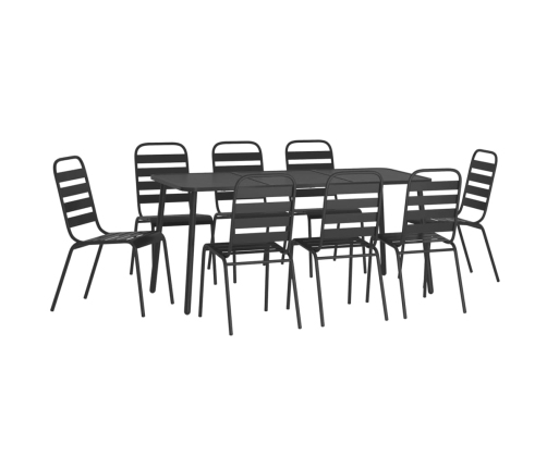 Juego de comedor de jardín 9 piezas acero gris antracita