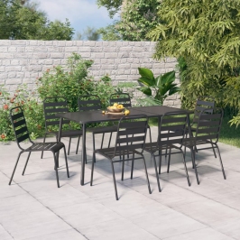Juego de comedor de jardín 9 piezas acero gris antracita