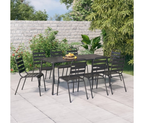 Juego de comedor de jardín 9 piezas acero gris antracita