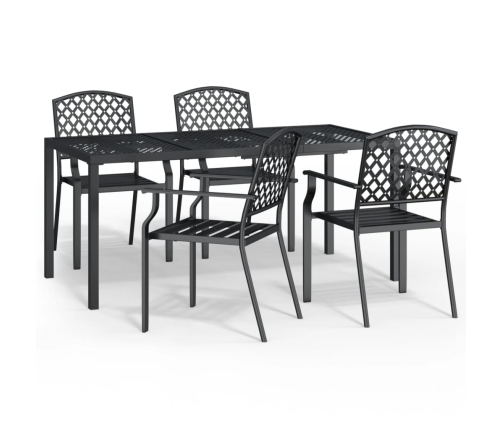 Juego de comedor de jardín 5 piezas acero gris antracita