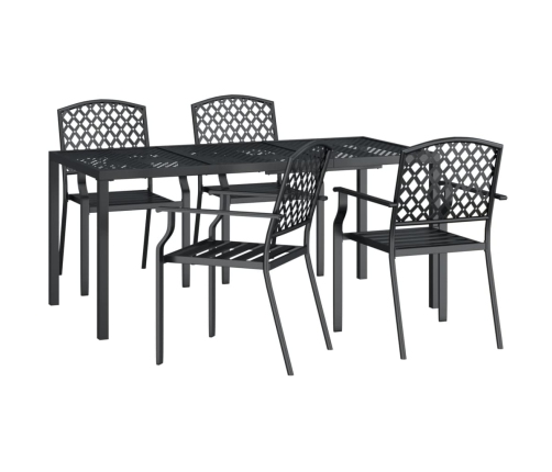 Juego de comedor de jardín 5 piezas acero gris antracita