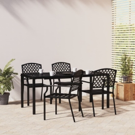 Juego de comedor de jardín 5 piezas acero gris antracita