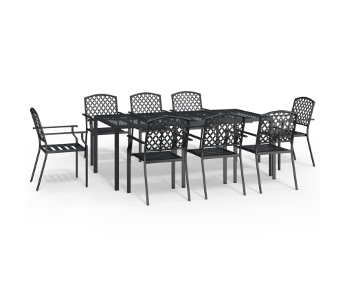 Juego de comedor de jardín 9 piezas acero gris antracita