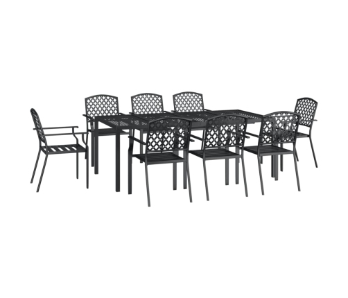 Juego de comedor de jardín 9 piezas acero gris antracita