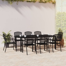 Juego de comedor de jardín 9 piezas acero gris antracita