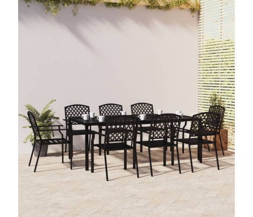 Juego de comedor de jardín 9 piezas acero gris antracita