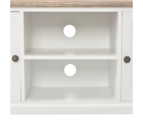 Mueble de TV madera contrachapada blanco 110x30x40 cm