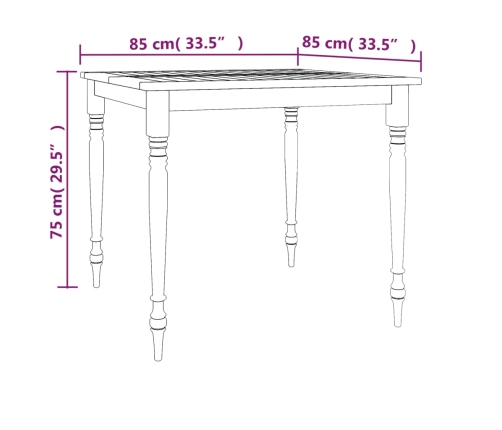 Mesa Batavia madera maciza de teca 85x85x75 cm