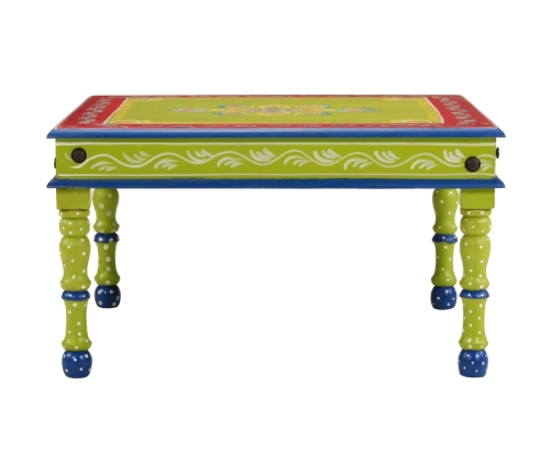 Mesa de centro madera maciza de mango verde pintada a mano