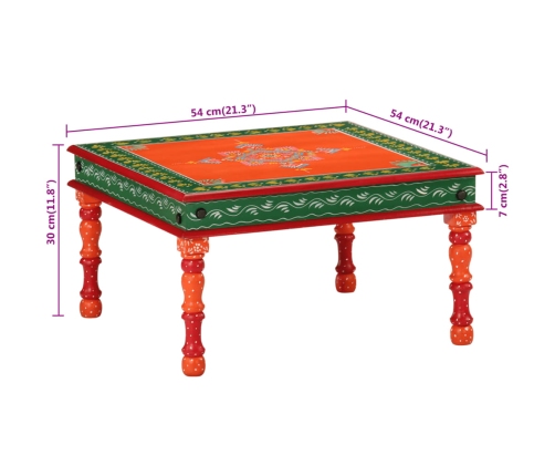 Mesa de centro madera maciza de mango naranja pintada a mano