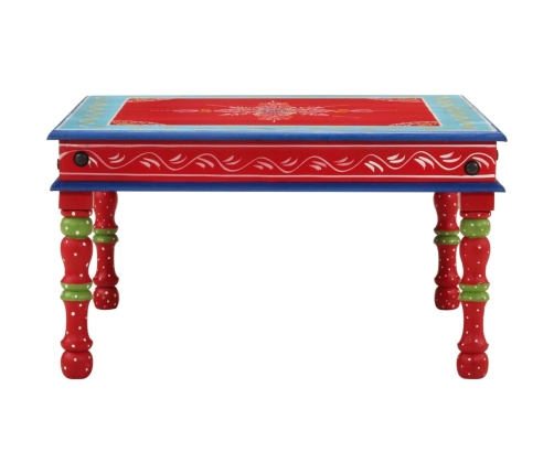 Mesa de centro madera maciza de mango rojo pintada a mano