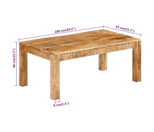 Mesa de centro de madera maciza mango 100x55x40 cm