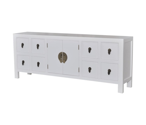 Mueble de TV madera contrachapada blanco 110x24x48 cm