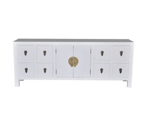 Mueble de TV madera contrachapada blanco 110x24x48 cm