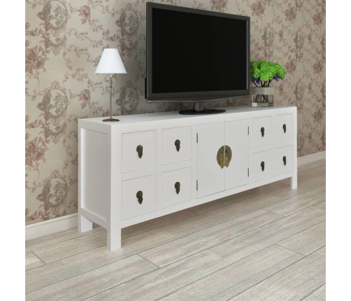 Mueble de TV madera contrachapada blanco 110x24x48 cm