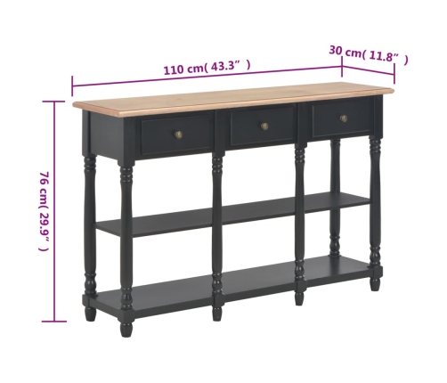 Mesa consola de madera de ingeniería negro 110x30x76cm