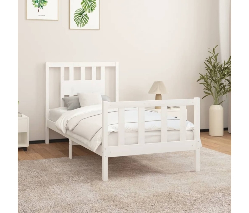 Estructura de cama sin colchón madera de pino blanca 90x200 cm