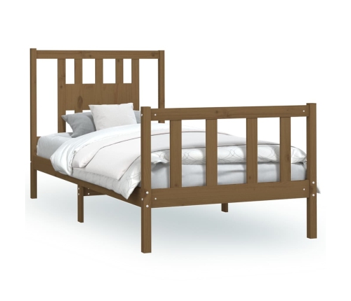 vidaXL Estructura cama con cabecero madera pino marrón miel 90x200 cm