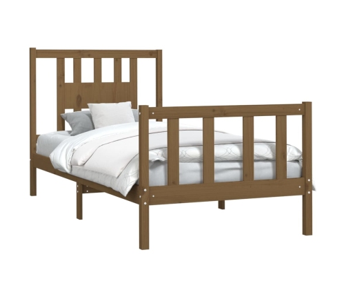 vidaXL Estructura cama con cabecero madera pino marrón miel 90x200 cm