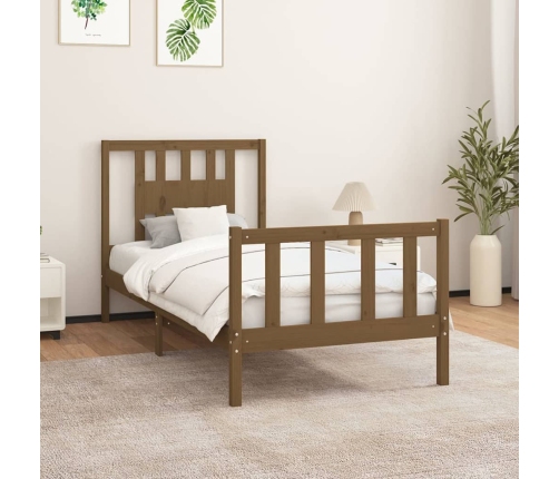 vidaXL Estructura cama con cabecero madera pino marrón miel 90x200 cm