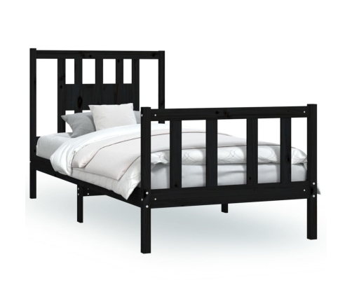 Estructura de cama sin colchón madera de pino negro 90x200 cm