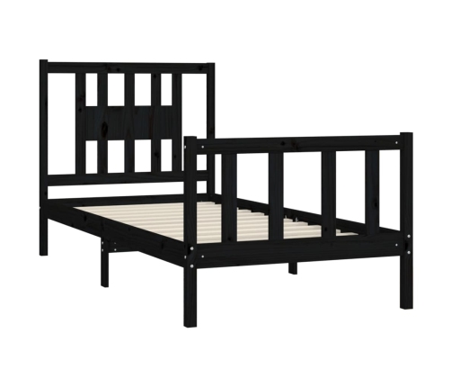 Estructura de cama sin colchón madera de pino negro 90x200 cm