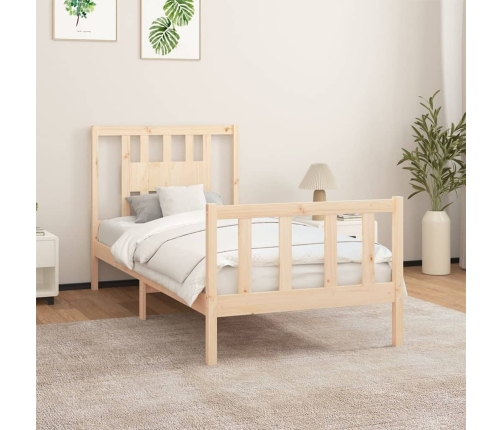 Estructura de cama sin colchón madera maciza de pino 100x200 cm