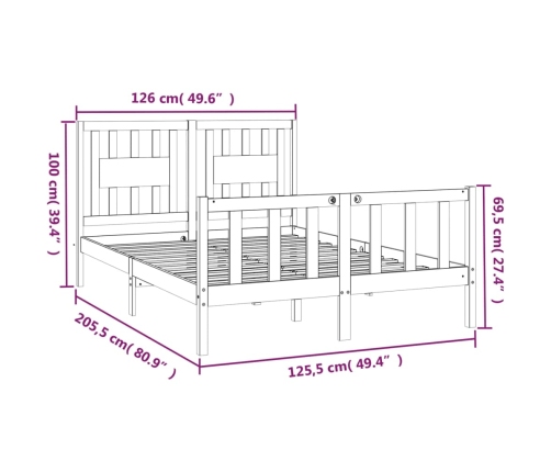 Estructura de cama sin colchón madera de pino maciza 120x200 cm