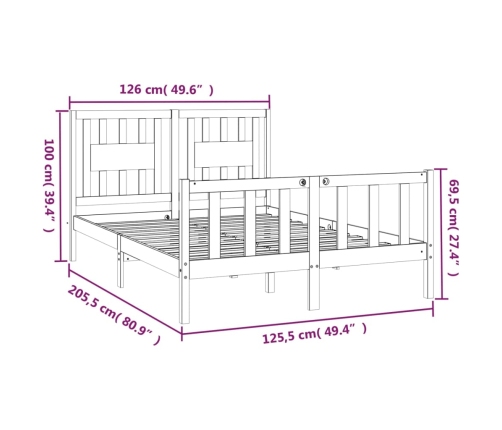 vidaXL Estructura de cama con cabecero madera pino blanco 120x200 cm