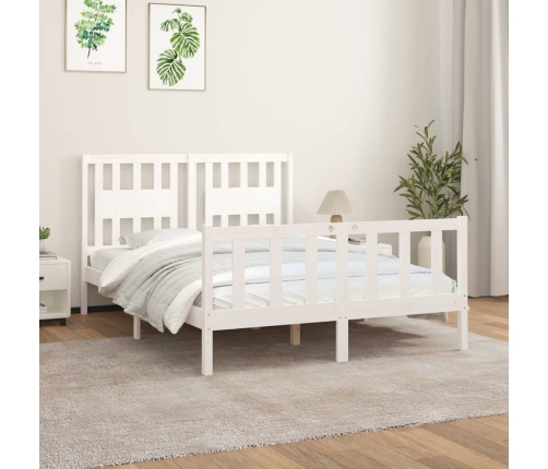 vidaXL Estructura de cama con cabecero madera pino blanco 120x200 cm