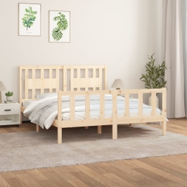 Estructura de cama sin colchón madera maciza de pino 160x200 cm