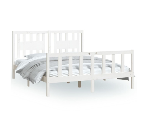 vidaXL Estructura de cama con cabecero madera pino blanco 160x200 cm