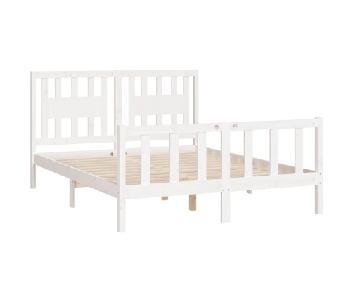 vidaXL Estructura de cama con cabecero madera pino blanco 160x200 cm