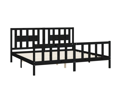 Estructura de cama sin colchón madera de pino negro 200x200 cm