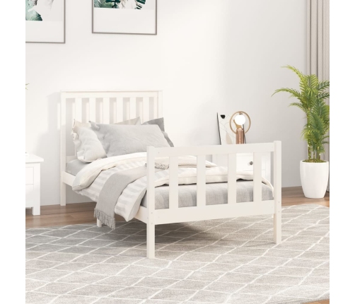 vidaXL Estructura de cama con cabecero madera de pino blanco 100x200cm